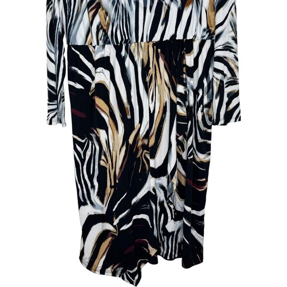 Cato Woman 18/20W Animal Print Long Sleeve Midi Dress Black Brown White - Picture 10 of 14